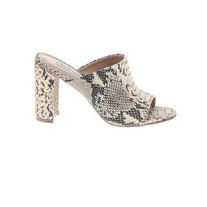 Steve Madden Cream and Black Snake Print Mules